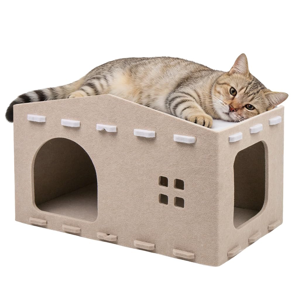 Katzenhöhle Filz, Katzenhaus aus Filz Katzenbett für Katzen, Abnehmbares Katzenbett, Katzenhaus Indo