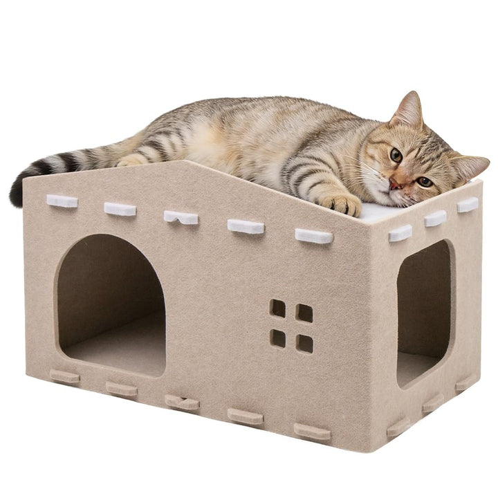 Katzenhöhle Filz, Katzenhaus aus Filz Katzenbett für Katzen, Abnehmbares Katzenbett, Katzenhaus Indo