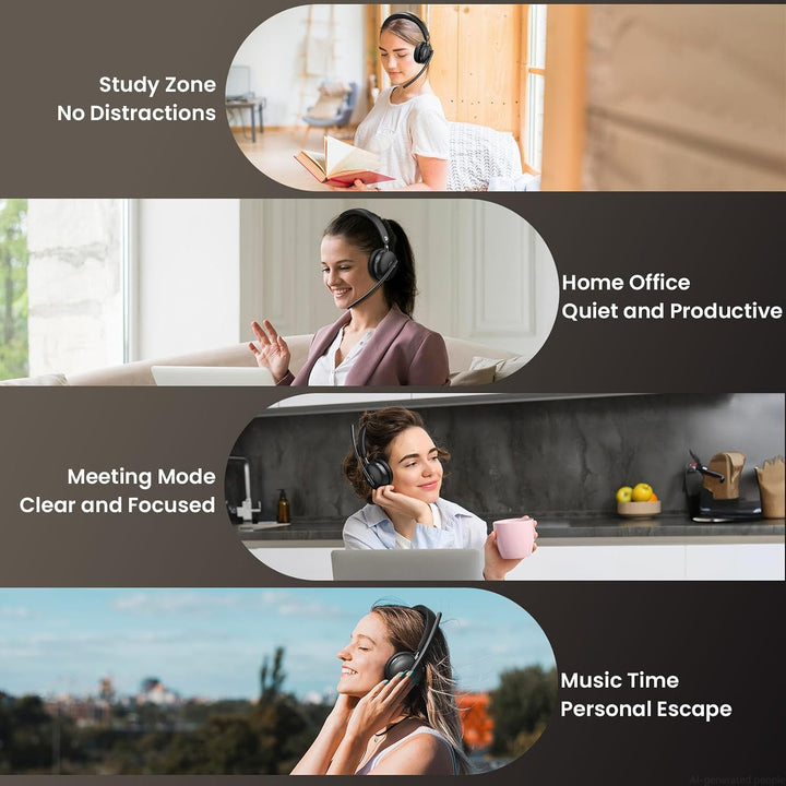Kabelloses Headset mit Mikrofon für die Arbeit, Bluetooth 5.3 Headset mit Geräuschunterdrückung, kab