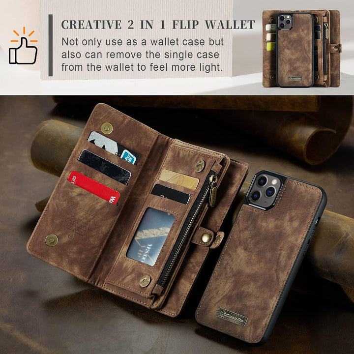 UFinetech 2-in-1 iPhone 11 Pro Max Hülle Tasche Designer TPU Bumper Leder Flip Magnetische Abnehmbar