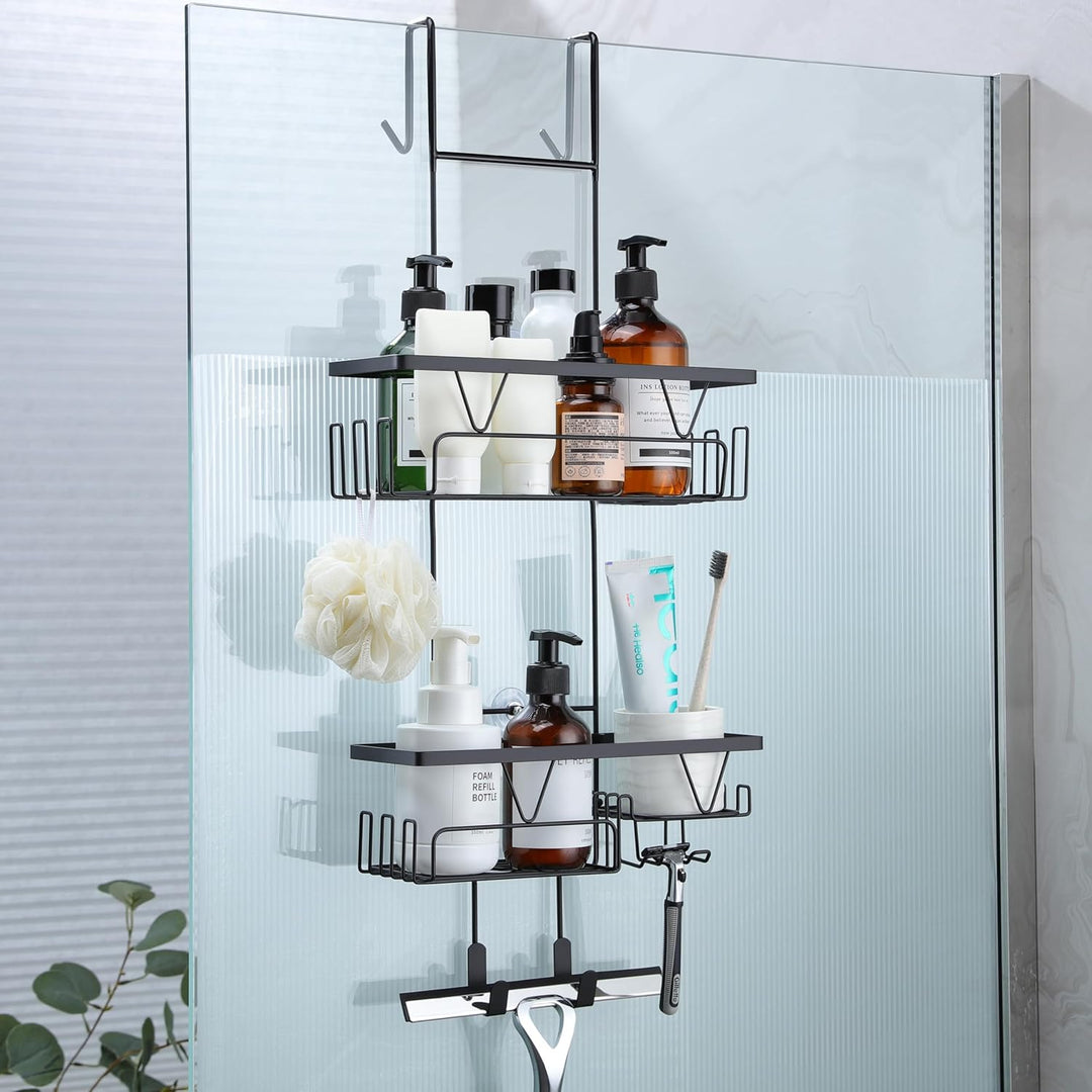 Kegii Duschregal ohne Bohren Duschablage zum Hängen Schwarz Badezimmer Organizer Shampoo Halterung D