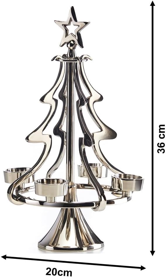 Kobolo Kerzenleuchter Kerzenhalter Weihnachtsbaum aus Metall - Weihnachten - 4 Kerzen Braun, Braun