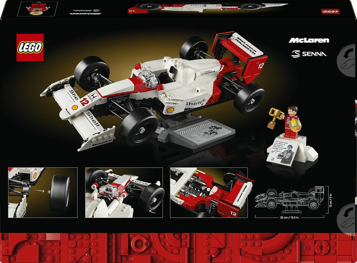Lego Icons McLaren MP4/4 &amp; Ayrton Senna Modellauto Set, F1 Rennwagen Bausatz für Erwachsene mit Renn