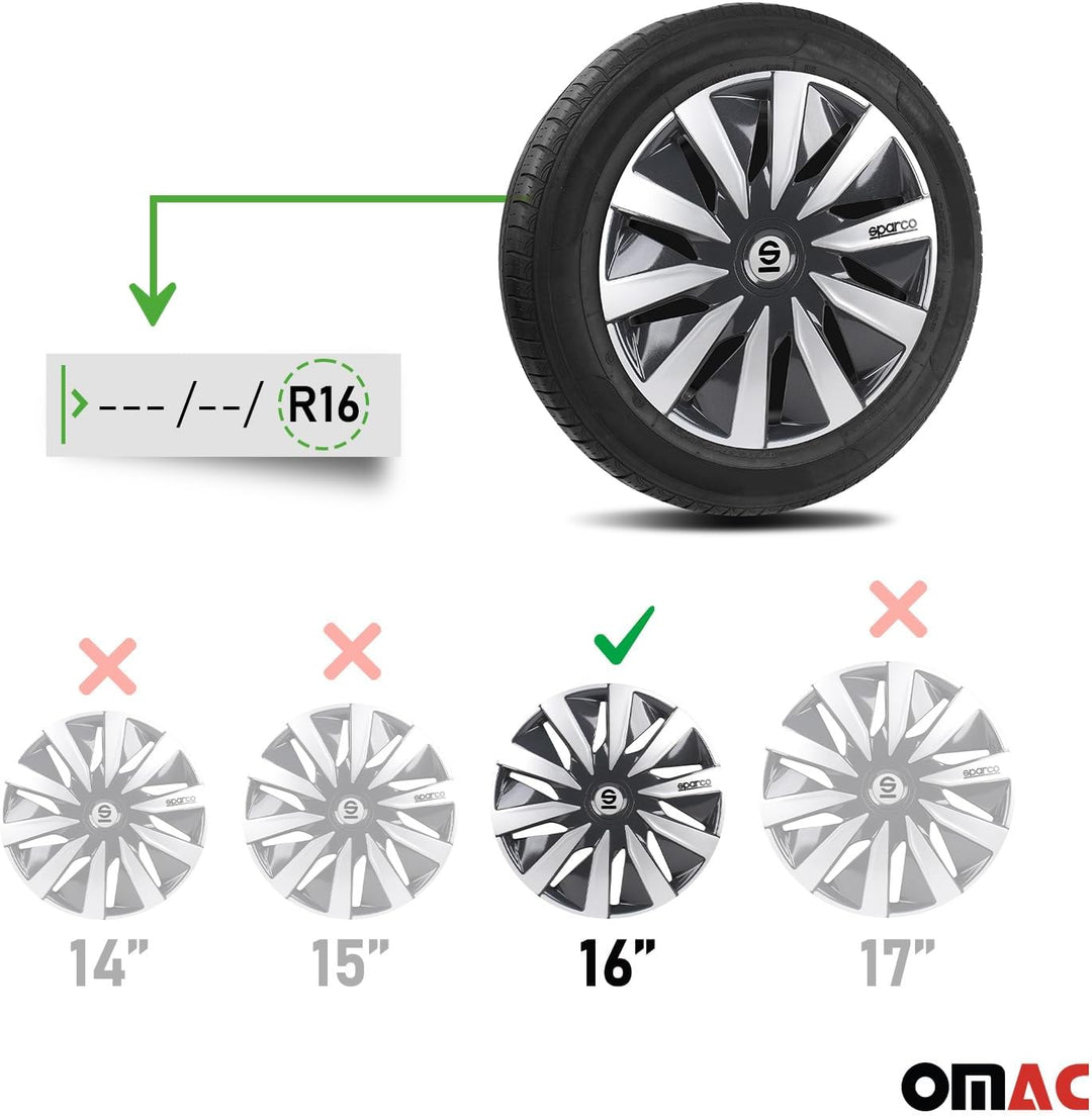 Satz Sparco Radzierblenden Lazio 16-Zoll Grau/Silber 16" Grau, 16" Grau