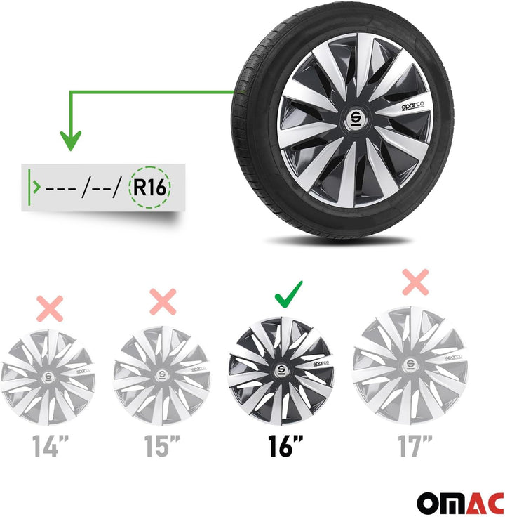 Satz Sparco Radzierblenden Lazio 16-Zoll Grau/Silber 16" Grau, 16" Grau