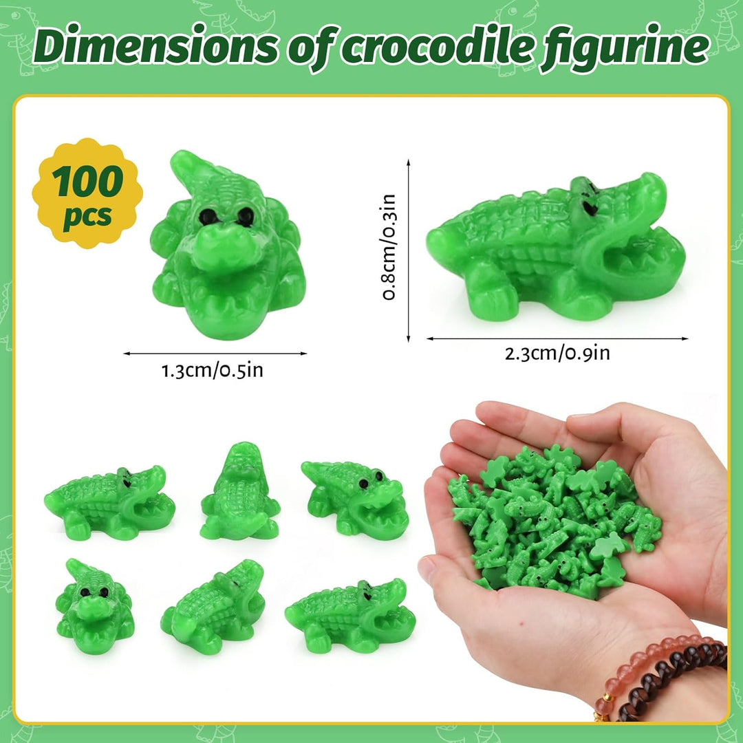 100 Stück kleine Legende Alligator-Figuren – Detaillierte Krokodil-Miniatur-Dekoration für Schreibti