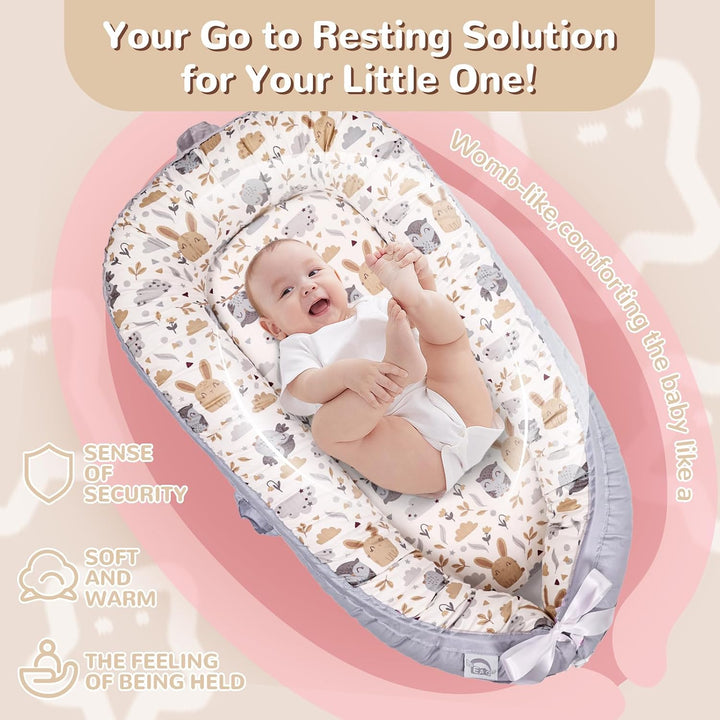 EAQ Babynest Nestchen Baby Weiches Atmungsaktives baby bett für Neugeborene Geschenk 100% Baumwolle