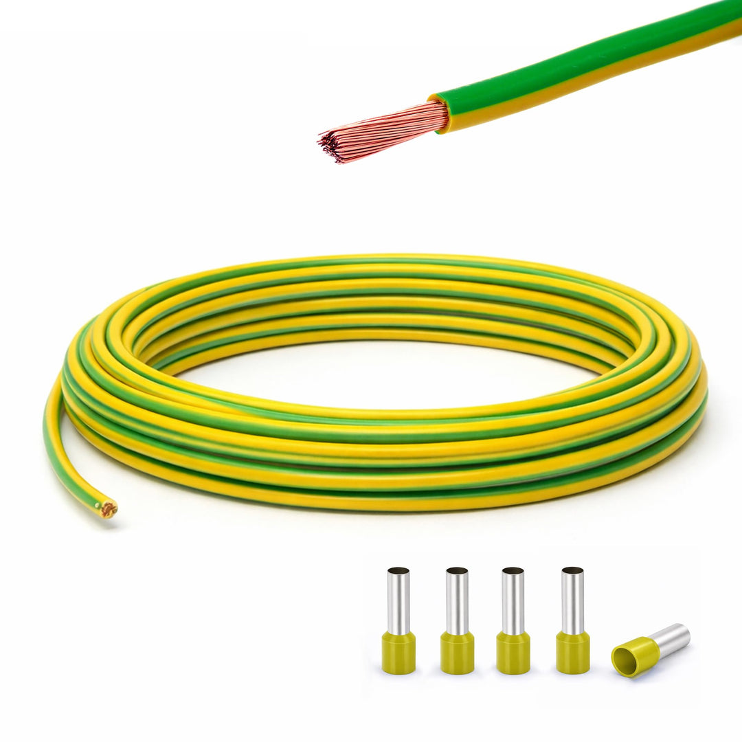 Erdungskabel 6mm² - Grün/Gelb - H07V-K - Erdungsleitung Aderleitung feindrähtig flexibel (5-100m) in