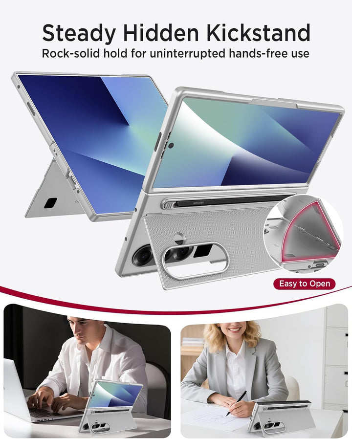 Miimall Kompatibel mit Samsung Galaxy Z Fold 7 Hülle mit S-Pen & Stifthalter, [HD Displayschutz] Ult