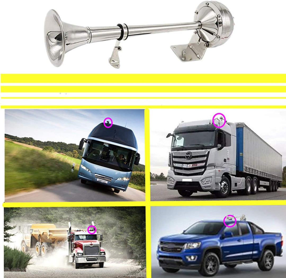 YIYIDA Autohupe elektrisches Horn Hupe elektrisch Edelstahl einzelne trompete car horn135dB autohorn