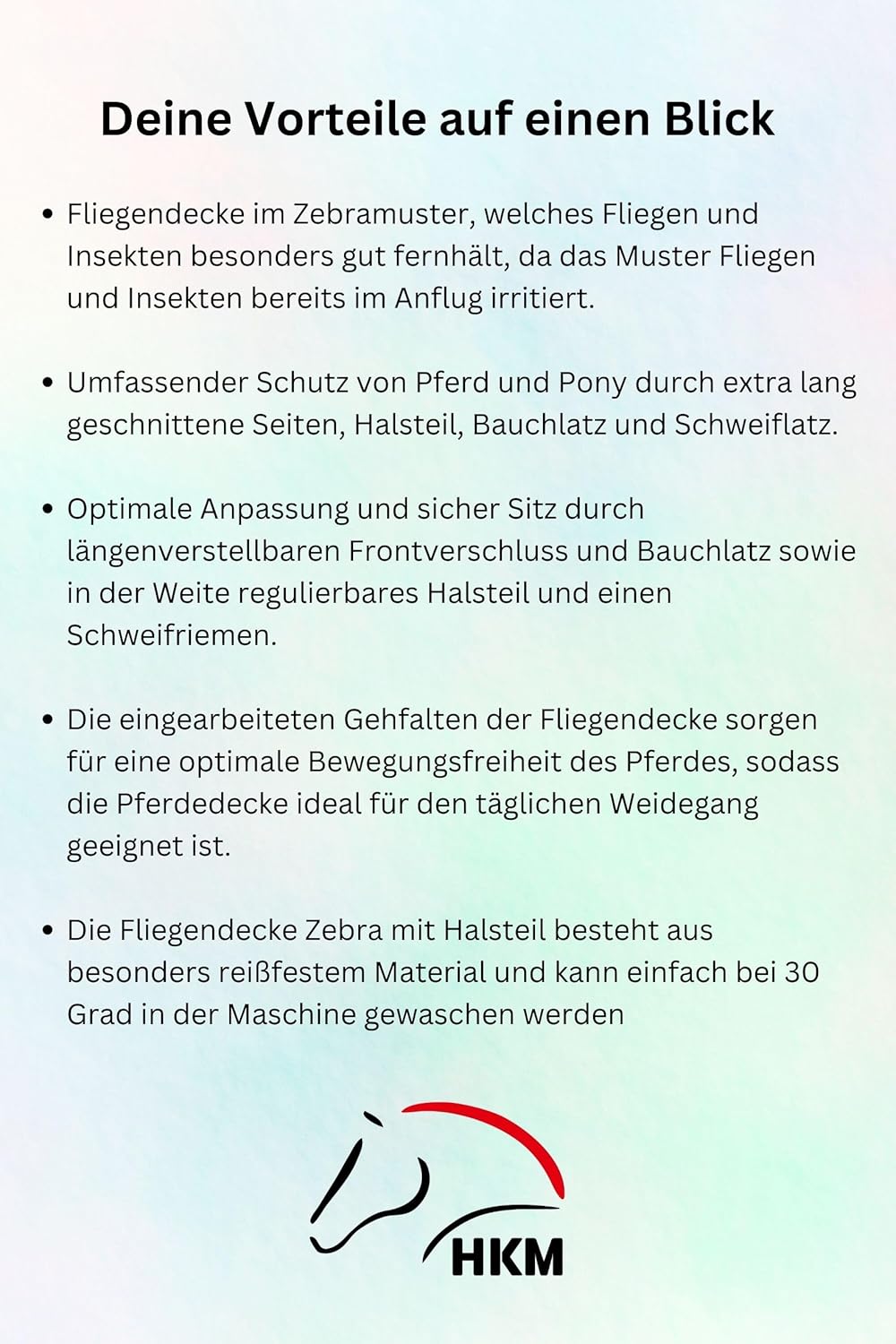 HKM Fliegendecke mit Halsteil -Zebra- mit Bauchlatz, weiss/schwarz, 135 Weiss/Schwarz 135 cm, Weiss/