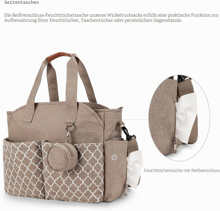 Wickeltasche Tote Baby Wickeltasche Grosse Babytaschen für Mama mit Wickelstation Multifunktions Rei