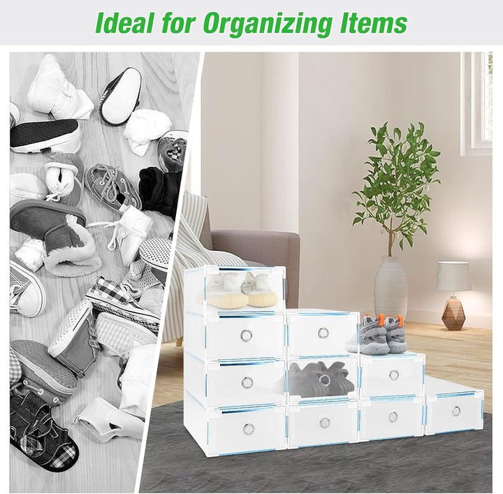 10Stück Set Schuhboxen Schuhkasten Schuhkarton Schuhaufbewahrung Aufbewahrungsbox mit Deckel Transpa