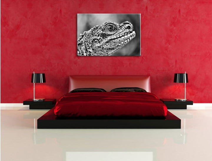 Pixxprint grosser Schuppenwaran als Leinwandbild/Grösse: 100x70 / Wandbild/Kunstdruck/fertig bespann