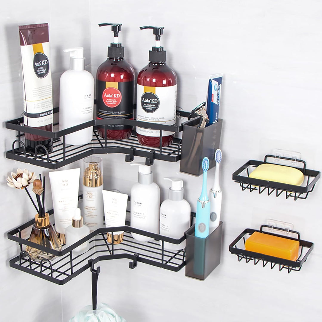 Duschablage Ohne Bohren, 5 Stück Badezimmer Organizer, Rostfreier Duschregal Ohne Bohren, Grosser Ka