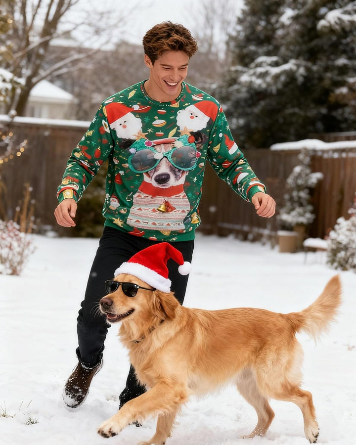 Herren Ugly Christmas Sweater Sweatshirts 3D Weihnachtspullover Damen Hässlich Weihnachten Witzig Ju