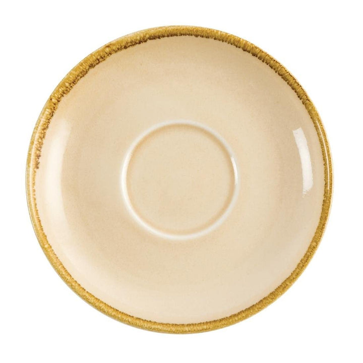 Olympia Kiln-Cappuccino-Untertasse, Porzellan, 160 mm, 6 Stück, Sandstein, Creme Creme Einzigartiges
