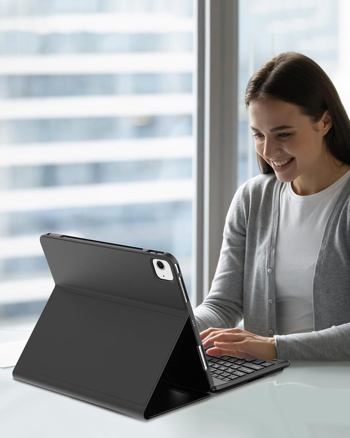 Hülle mit Tastatur für iPad Air 13" (2026 M4/2025 M3/2024 M2) & Pro 12.9" (2018-2022), Deutsches QWE