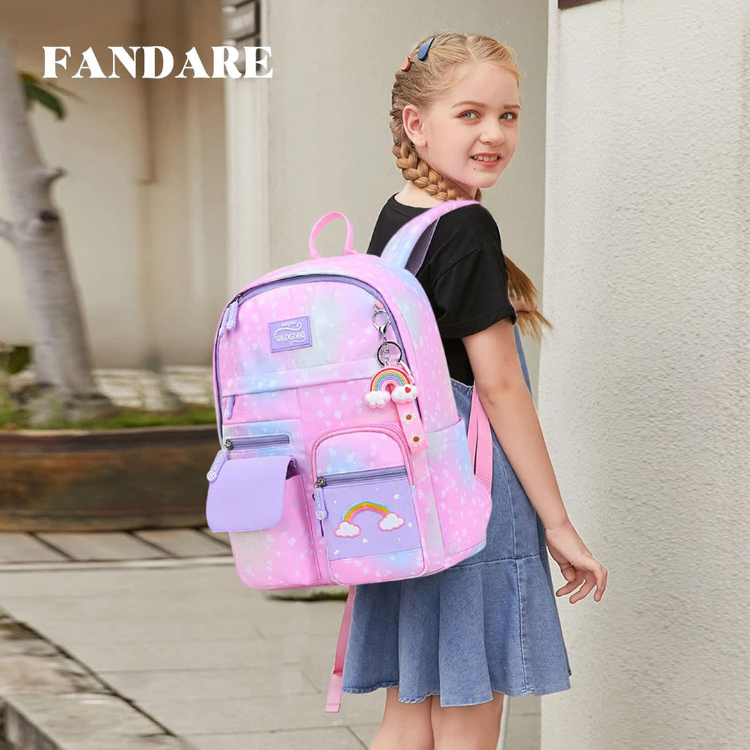 FANDARE Kinderrucksack Schulranzen Schultaschen Mädchen Schulrucksack Kinder Schultasche für 4-9 Kla