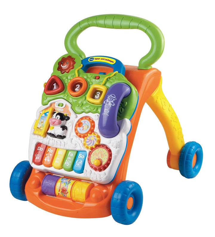 VTech Baby Spiel- und Laufwagen – Lauflernwagen mit regulierbarer Geschwindigkeit, Musik und abnehmb