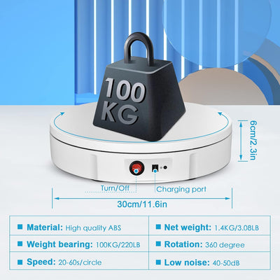 Drehteller Elektrisch, Aomdom 30CM Drehscheibe Elektrisch mit 100KG Last elektrischer drehteller mit