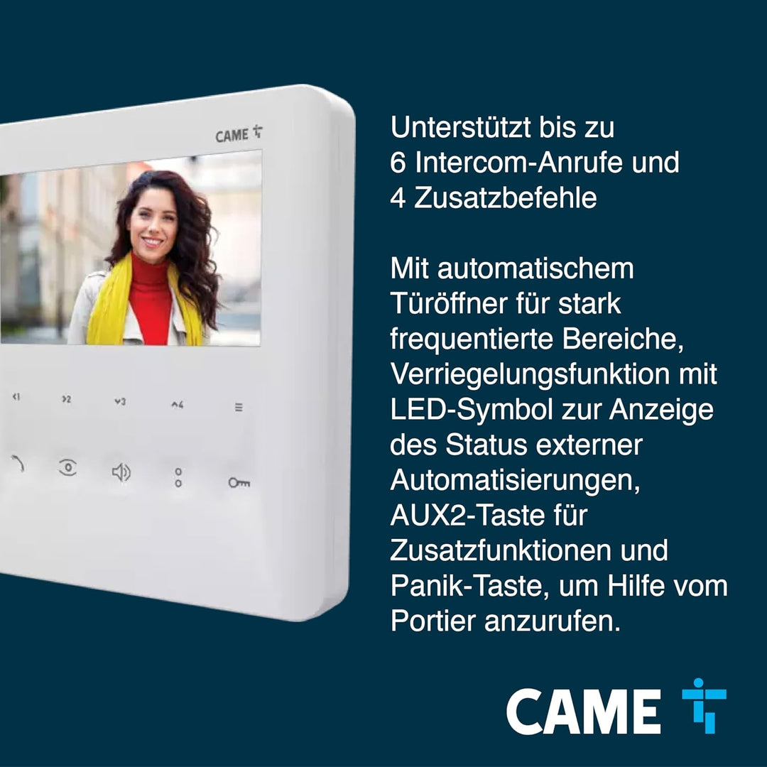 CAME BPT Freisprech-Video-Innenstation PLX V in Weiss mit Soft-Touch-Tasten, 5"-LCD-Display, 4 Taste