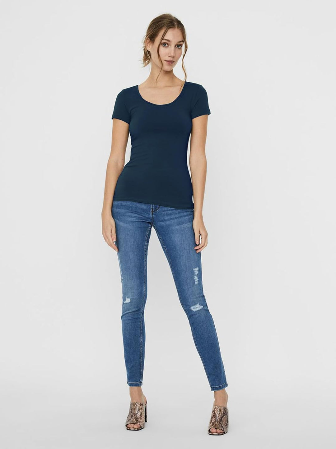 VERO MODA Damen Vmmaxi My Soft Ss U-Neck T-Shirt XS Blau (2x Insignia Blue/ 1x White), XS Blau (2x I