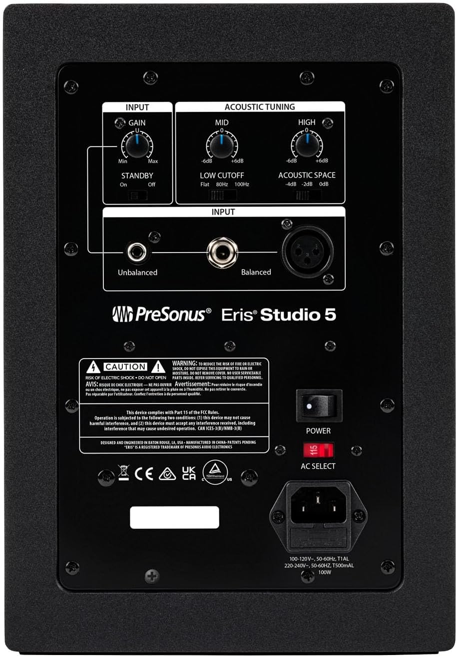 PreSonus Eris Studio 5 – 5,25" Aktive 2-Wege-Studiomonitore mit EBM Waveguide 5.25" treiber, 5.25" t