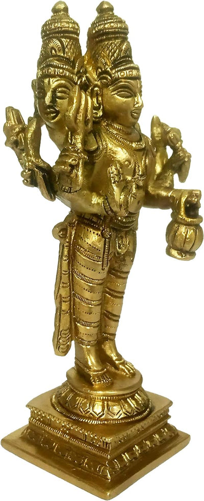 Purpledip Messing Idol Brahma Vishnu Shiva: Seltene Trimurti Statue Die Dreifaltigkeit der Hindu-Göt