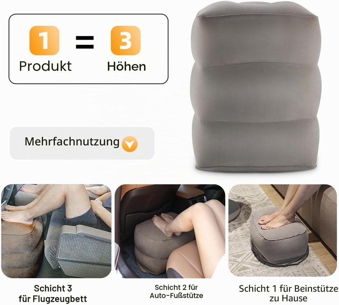 Maliton Fussstütze Flugzeug，Aufblasbare Fussstütze Kissen für Reisen Auto &amp; Zuhause &amp; Büro, Höhenver