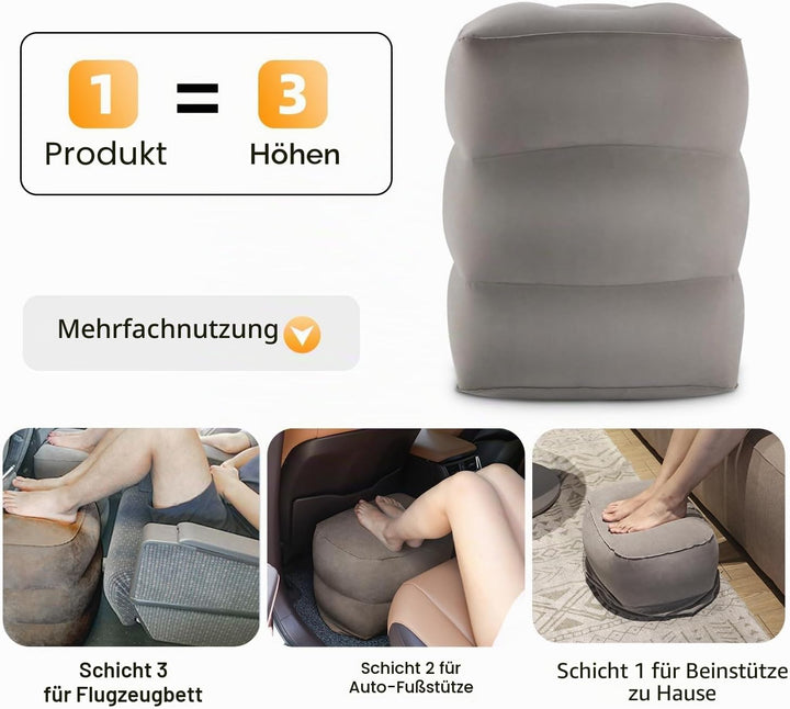 Maliton Fussstütze Flugzeug，Aufblasbare Fussstütze Kissen für Reisen Auto &amp; Zuhause &amp; Büro, Höhenver