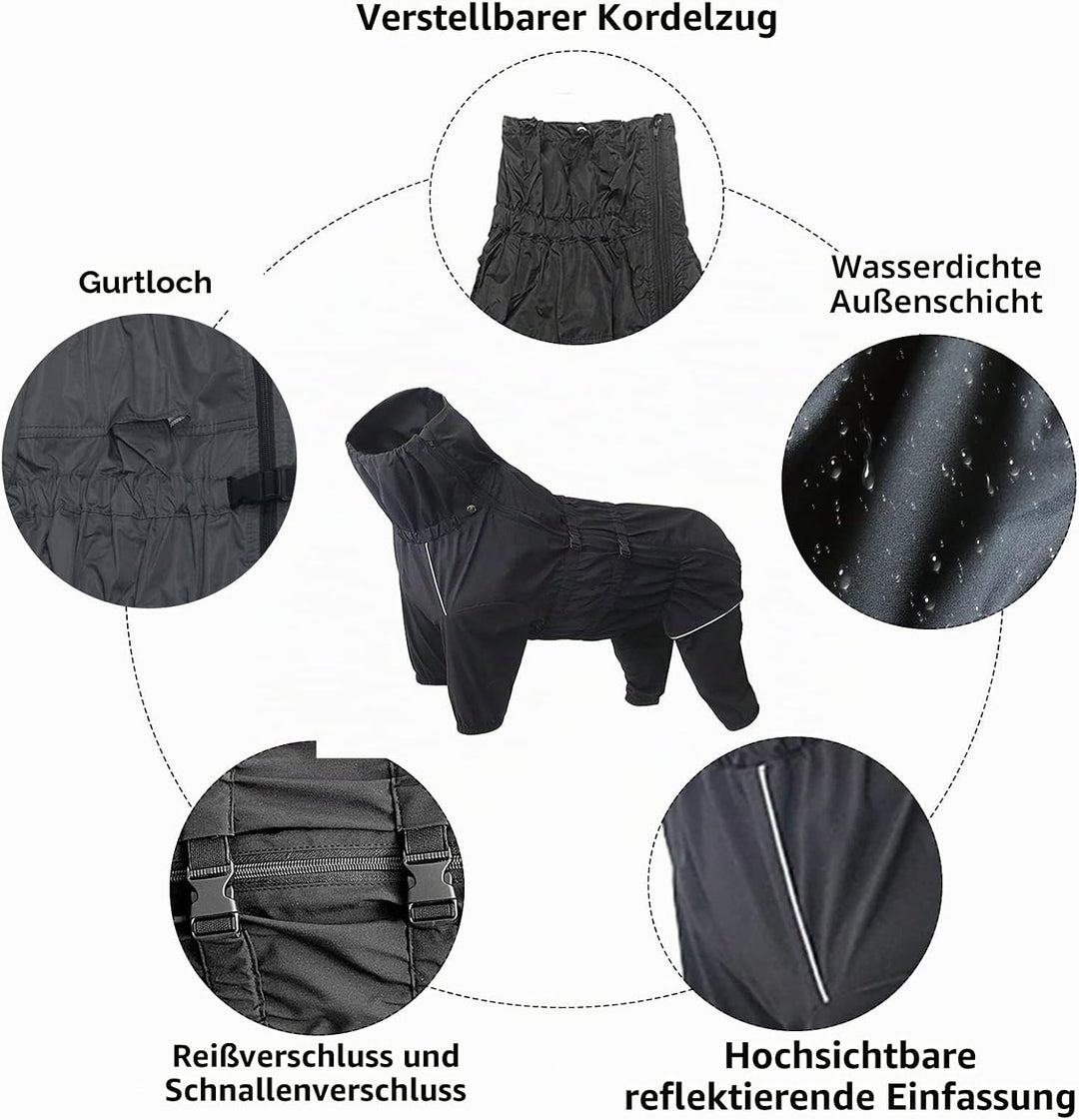 Geyecete -Regenmantel für hunde mit vier Beinen,Hunde Regenjacken Hosenanzug mit Geschirr loch, refl