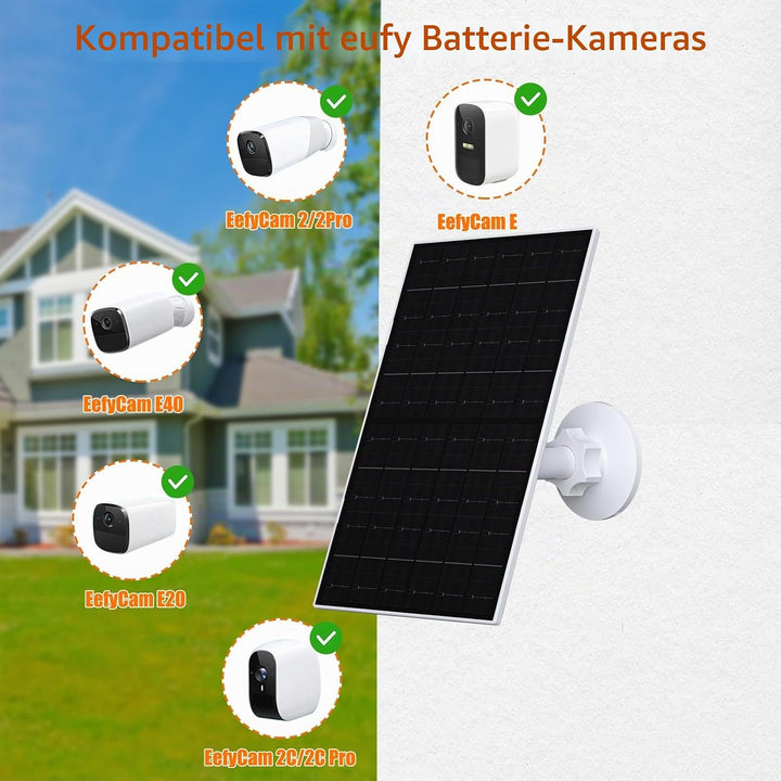Solarpanel für Eufy Kamera, 7W Solarmodule für Eufy E, 2C/2C Pro, 2/2Pro, E20/E40, Solarpanel 5V mit