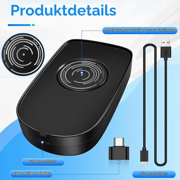 Maus Jiggler 2 DPI USB Mechanischer Maus Beweger mit USB-zu-Typ-C-Adapter Tragbarer Treiberfreier Ma