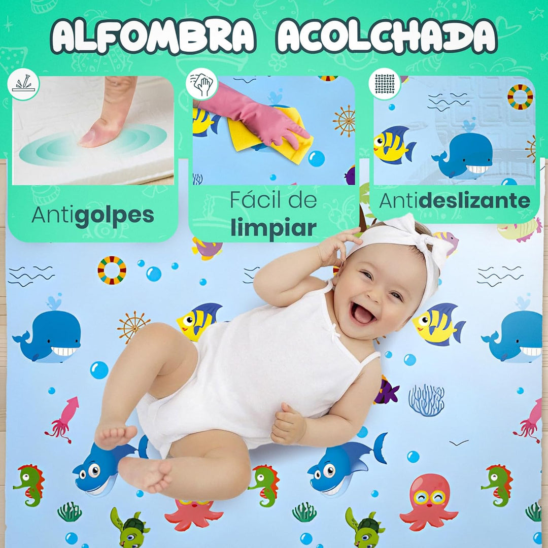 Gepolsterte faltbare Babyspielmatte 200x180x1 cm, doppelseitige XPE-Krabbelmatte, wasserdicht, ungif