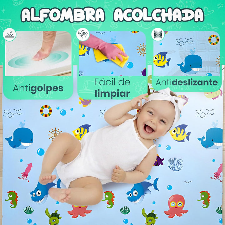 Gepolsterte faltbare Babyspielmatte 200x180x1 cm, doppelseitige XPE-Krabbelmatte, wasserdicht, ungif