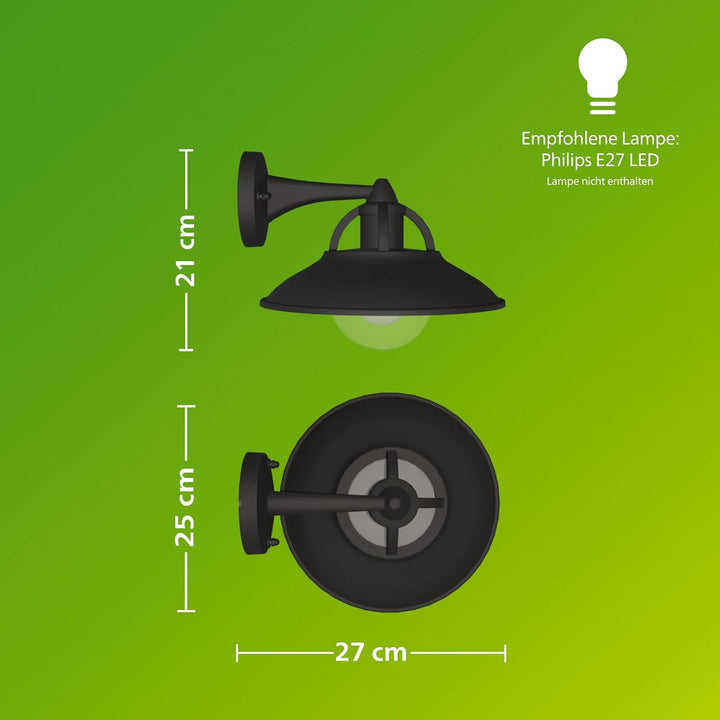 Philips myGarden Cormorant Aussenwandleuchte, 42W, ohne Leuchtmittel, schwarz, Cormorant