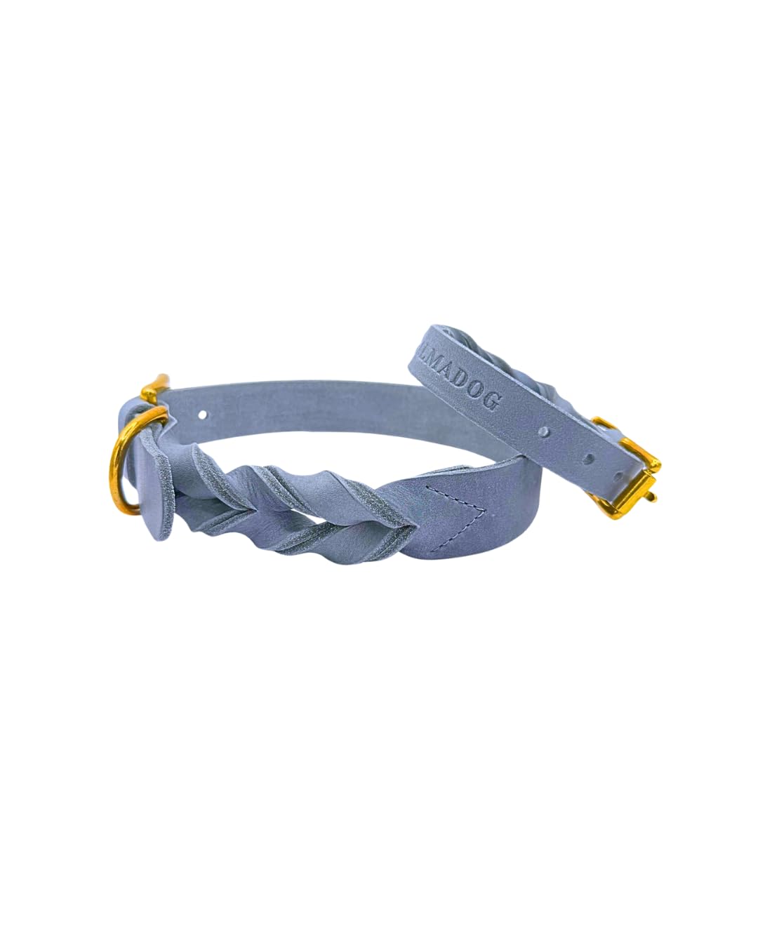 Hundehalsband Abby - Geflochtenes Fettleder Silbergrau L (45-52,5cm Halsumfang, 2,7cm breit), L (45-