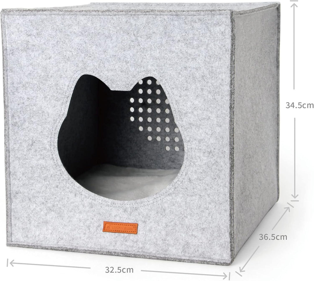 LuckySign Katzenhöhle Kallax Regal Katzenhaus mit Kissen Katzen Kuschelbett für 2 Katzen oder grosse