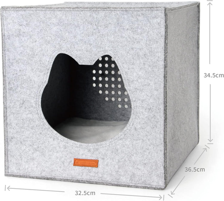 LuckySign Katzenhöhle Kallax Regal Katzenhaus mit Kissen Katzen Kuschelbett für 2 Katzen oder grosse
