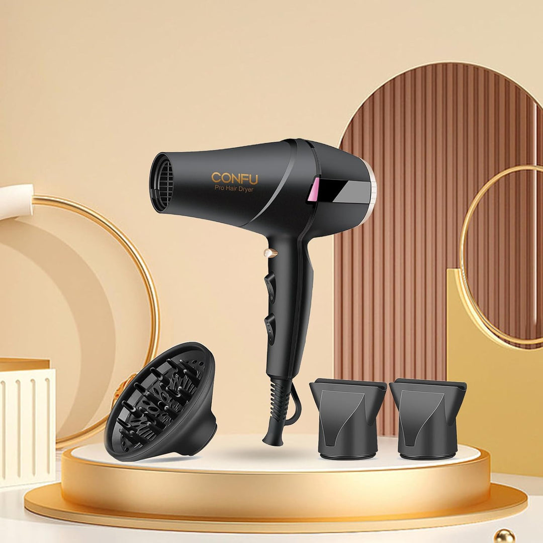 2300W Profi Föhn Ionen Technologie Salon Haartrockner mit Diffusor StylingDüse, CONFU Professional F