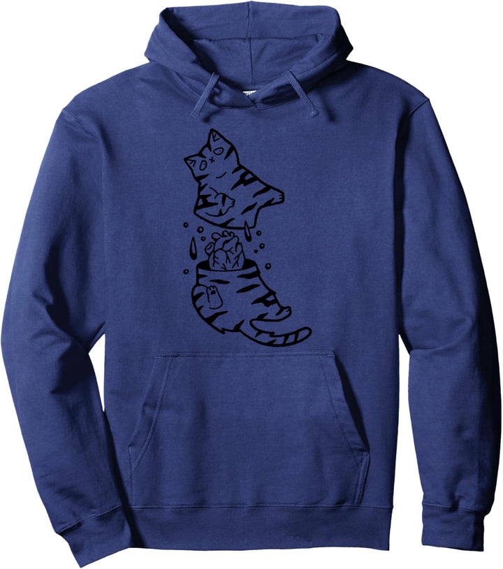 Katze in Hälfte geschnitten Lustiges Geschenk Anime Katzen Pullover Hoodie