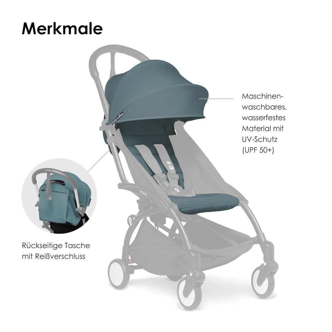 BABYZEN YOYO 6+ Textilset, Aqua - Nur Textilset: Sitzpolster, farbgleichen Verdecken und Reissversch