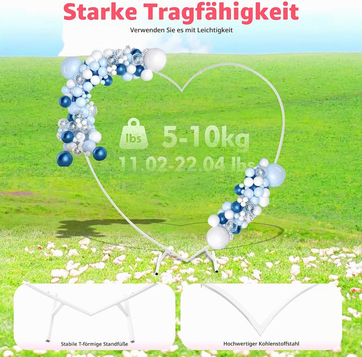 Herz Hochzeitsbogen Freistehend Hochzeitbogen Rahmen 200x210cm Herz-Formen Arch Stand Ballonbogen Bl