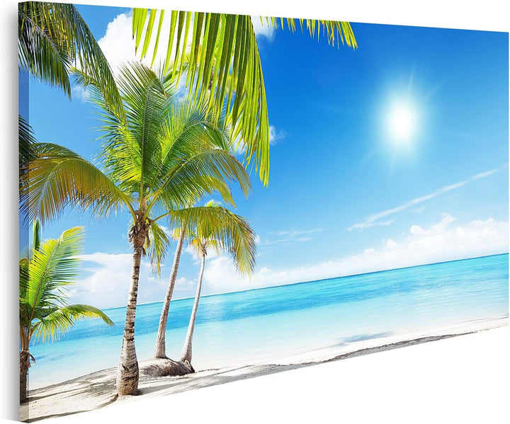 islandburner Bild auf Leinwand Karibisches Meer Und Kokosnusspalmen Bilder Wandbilder Poster Leinwan