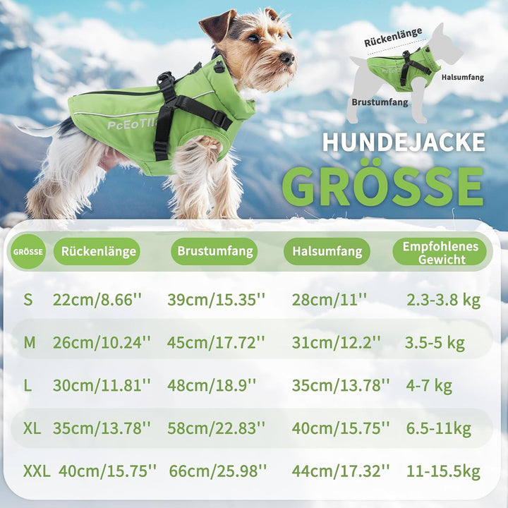 PcEoTllar Wasserdichter Hundemantel für kleine Hunde, warme reflektierende Jacke mit Geschirr für de