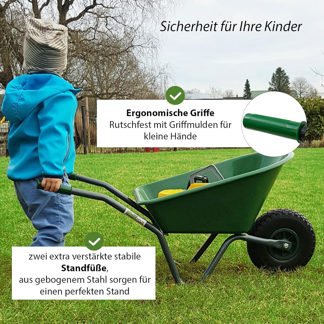 TRUTZHOLM Kinderschubkarre Uni 3,6 kg 40 kg Traglast Stahl Kunststoff grün Vollgummirad Schiebkarre