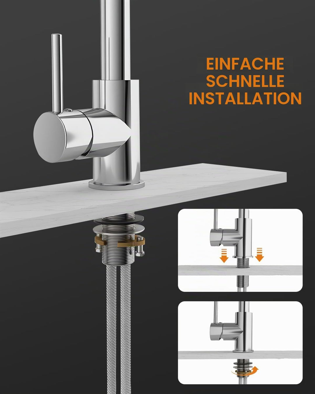 APPASO Wasserhahn Küche, Küchenarmatur Hochdruck mit Brause, Mischbatterie Küche mit 2 Strahlarten,