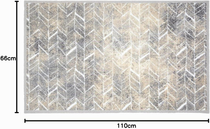 Astra rutschfeste Sauberlaufmatte innen - Fischgrät Linien 66 x 110 cm - Wohnraum Fussmatte Design -