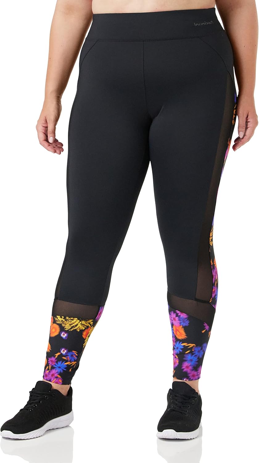Desigual Damen Football Leggings M Schwarz, M Schwarz